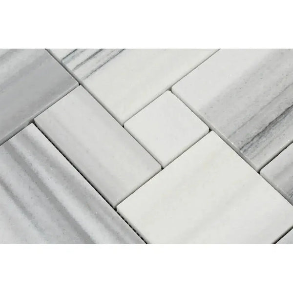 Mink Equator Zebra Marble OPUS Mini-Pattern polished interlocking mosaic tile design