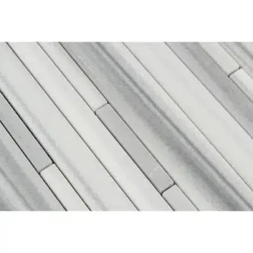 Gray and white marble tile pattern in Mink/Equator Zebra Marble Mosaic Tile Polished