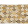 Diamond-patterned stone tile mosaic in Mixed Ivory, Noce, and Gold Travertine