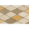 Mixed Ivory Noce Gold 2X4 Diamond Rhomboid Travertine Mosaic Tumbled Stone Tile