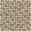 Mixed Ivory, Noce, and Gold 5/8X5/8 Travertine Mosaic Tumbled Square Tile Sheet