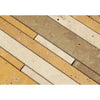 Alternating color stone tile pattern of Mixed Ivory Noce Gold Random Strip Travertine Mosaic