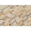 Rectangular stone tile pattern of Mixed Ivory Noce Gold Travertine Mosaic Tumbled