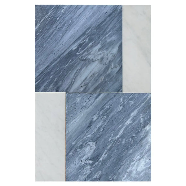 Marble tile pattern of Modena in Bardiglio Nuvolato and Carrara White set