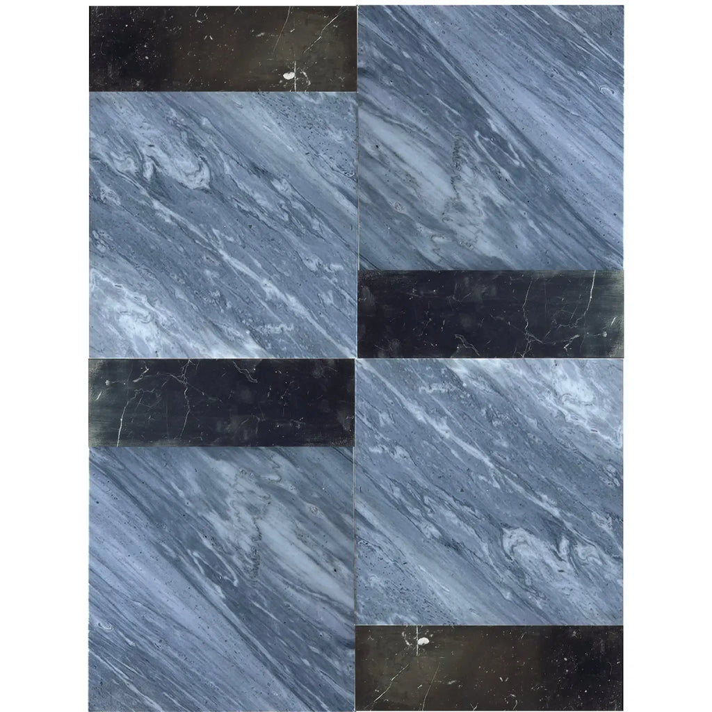 Marble tile pattern of Modena in Bardiglio Nuvolato and Nero Marquina set