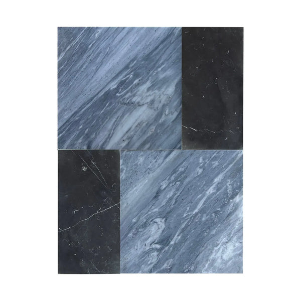 Marble tile pattern featuring Modena in Bardiglio Nuvolato and Nero Marquina set