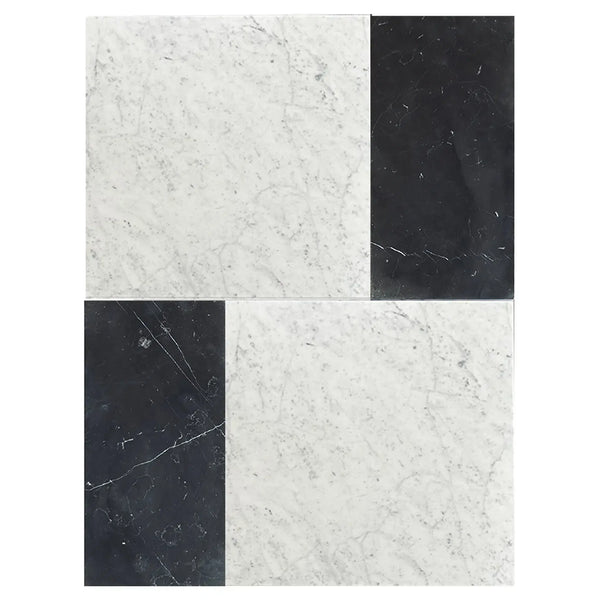 Black and white marble tiles from Modena in Carrara White and Nero Marquina Set