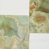 Green Onyx slabs in Modena 12X12 and Bianco Dolomite 6X12 Set for elegant decor