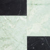 Marble tile arrangement featuring Modena in Ming Green and Nero Marquina set