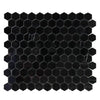 Black Hexagon Mosaic Tile Sheet for Nero Marquina 1 Inch Polished or Honed Marble