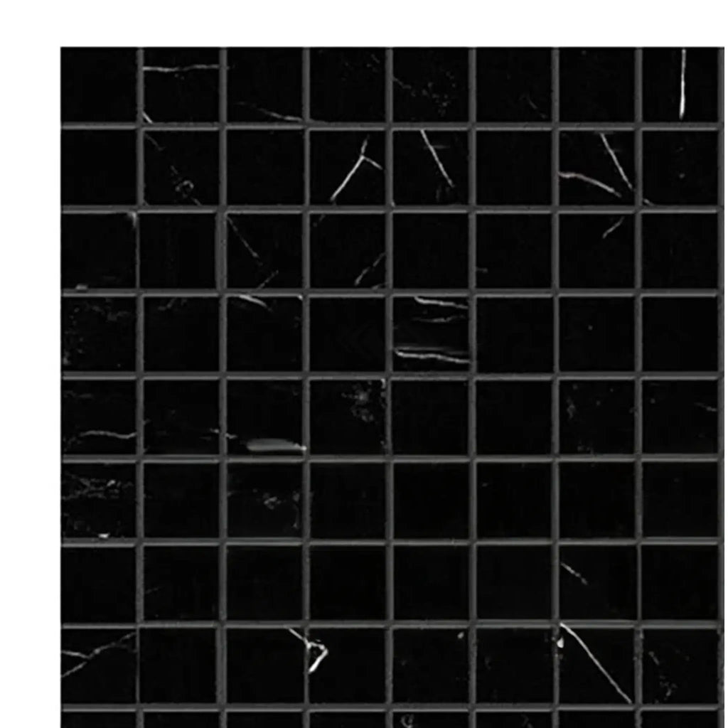 Black mosaic tile with white veining from Nero Marquina 1X1 marble polished or honed