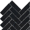 Black Herringbone Mosaic Tile from Nero Marquina Marble, Polished and Honed Finish