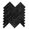 Black Marble Herringbone Tile from Nero Marquina Polished or Honed Mosaic Collection