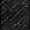 Black marble herringbone tile in Nero Marquina/Black 1X4 Mosaic Polished or Honed