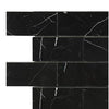 Black marble subway tile in Nero Marquina Black 2X4 Brick Marble Mosaic design