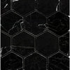 Black marble hexagon tiles of Nero Marquina in polished or honed finish