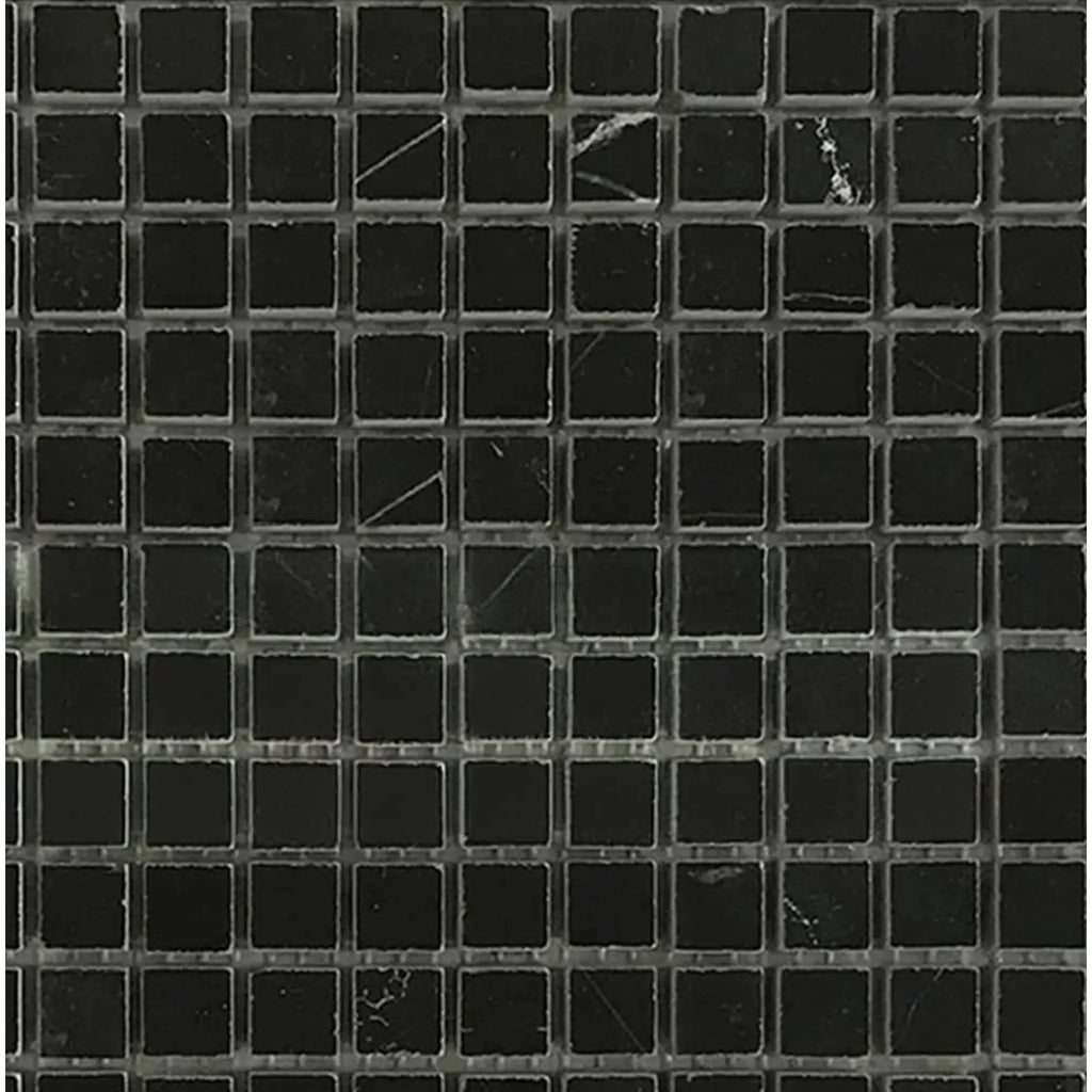 Black square mosaic tiles from Nero Marquina Black 5/8X5/8 Marble collection