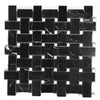 Nero Marquina Black Basketweave Marble Mosaic Tile with White Dots, Polished or Honed