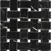 Black marble basketweave mosaic tile in Nero Marquina and White Dots design