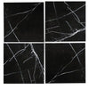 Four Nero Marquina Black Marble tiles with white veins in polished or honed finish