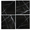 Four Nero Marquina Black Marble tiles with elegant white veining for flooring or design