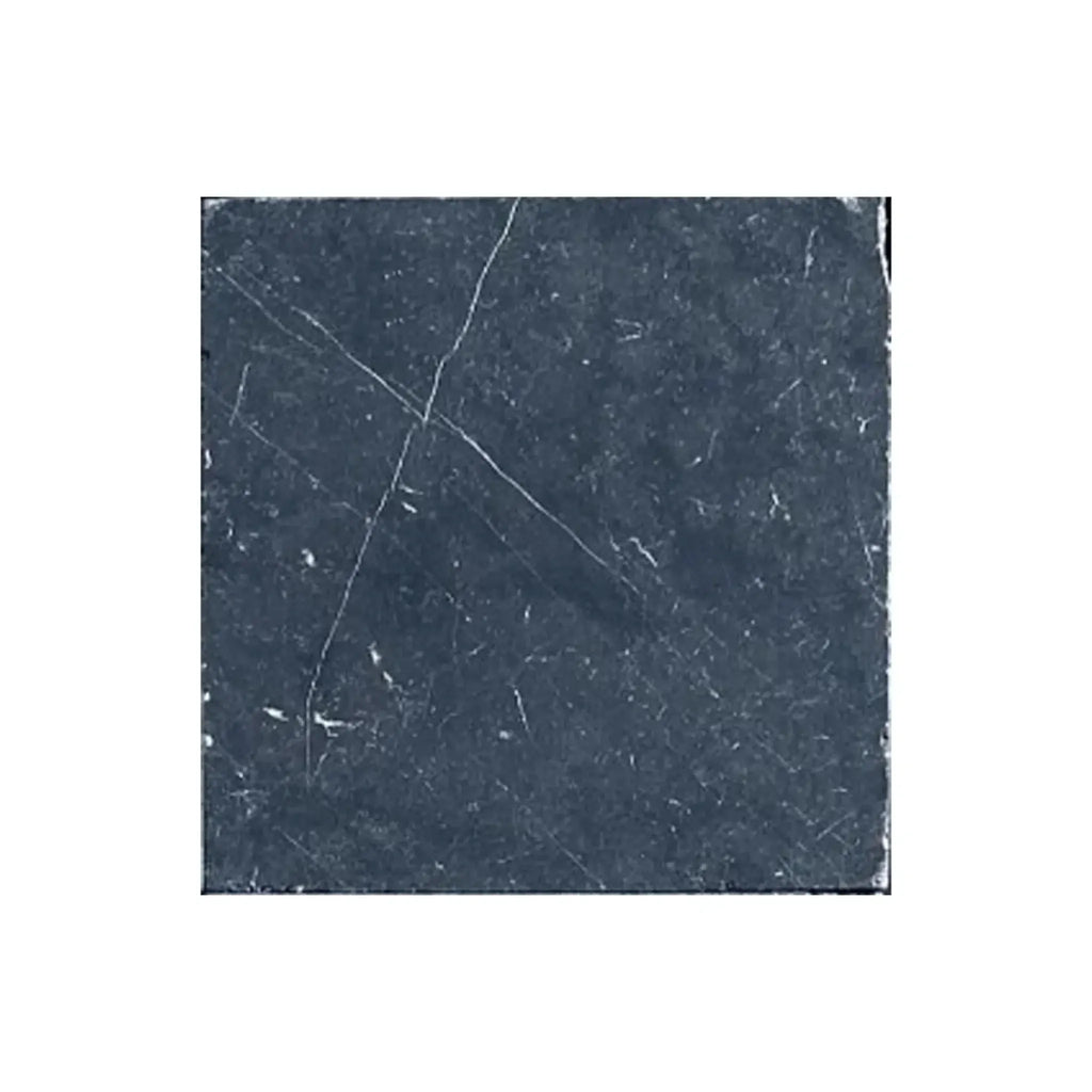 Square Nero Marquina Black Marble 12X12 Tumbled Tile with White Veining Detail