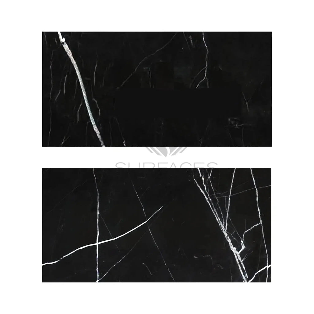 Nero Marquina Black Marble slabs featuring elegant white veining in polished or honed finish