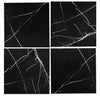 Four black marble tiles featuring white veining in Nero Marquina 18X18 polished or honed