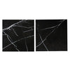 Two Nero Marquina Black Marble tiles with elegant white veining in polished finish