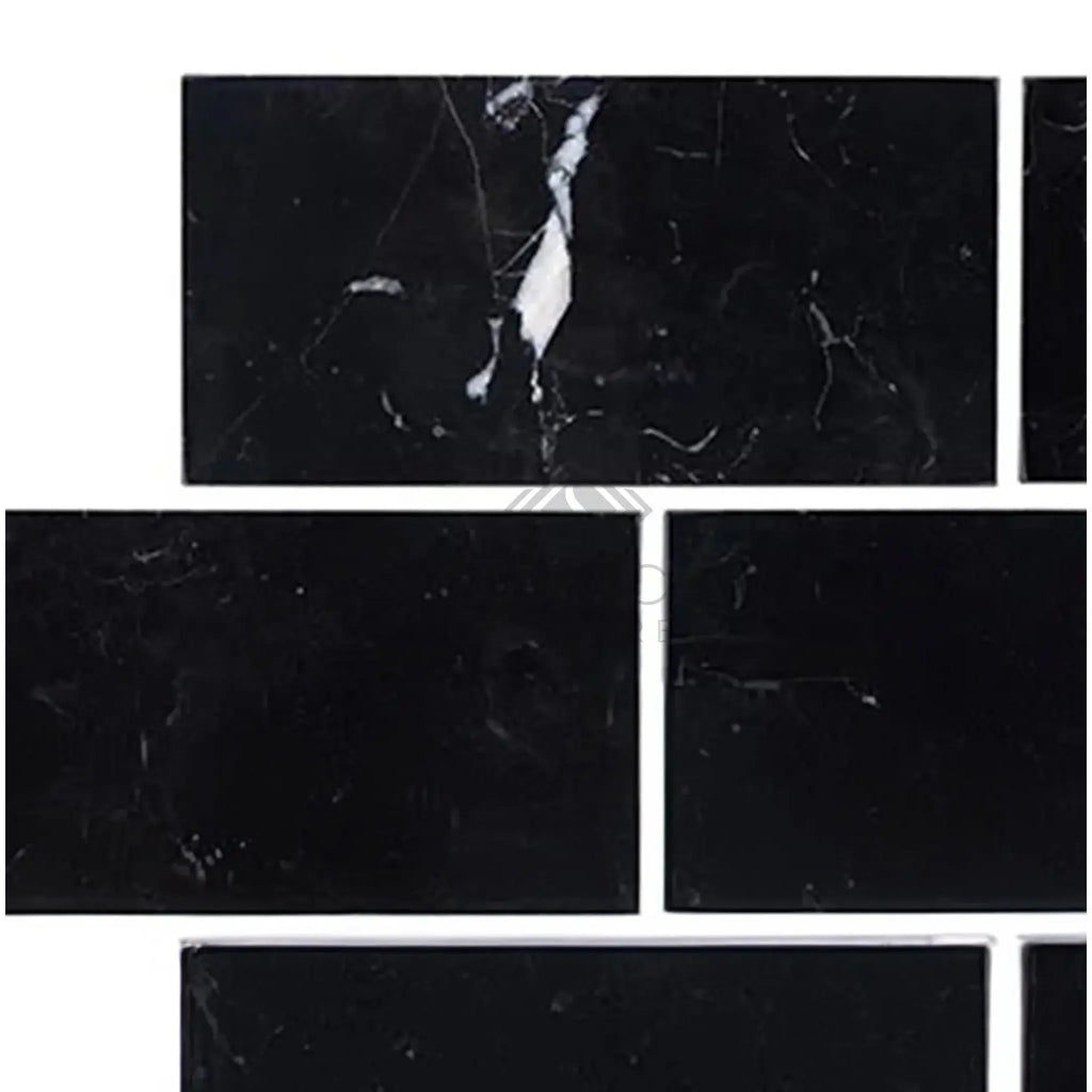 Black marble brick tiles in Nero Marquina 3X6 polished or honed finish