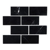 Black marble brick tiles in polished or honed finish, Nero Marquina 3X6 design