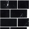 Nero Marquina Black Marble 3X6 Polished or Honed Brick Tiles Displayed Elegantly