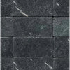 Dark gray marble brick tiles from Nero Marquina/Black Marble 3X6 Tumbled collection