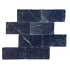 Black marble brick mosaic from Nero Marquina Black Marble 3X6 Tumbled collection