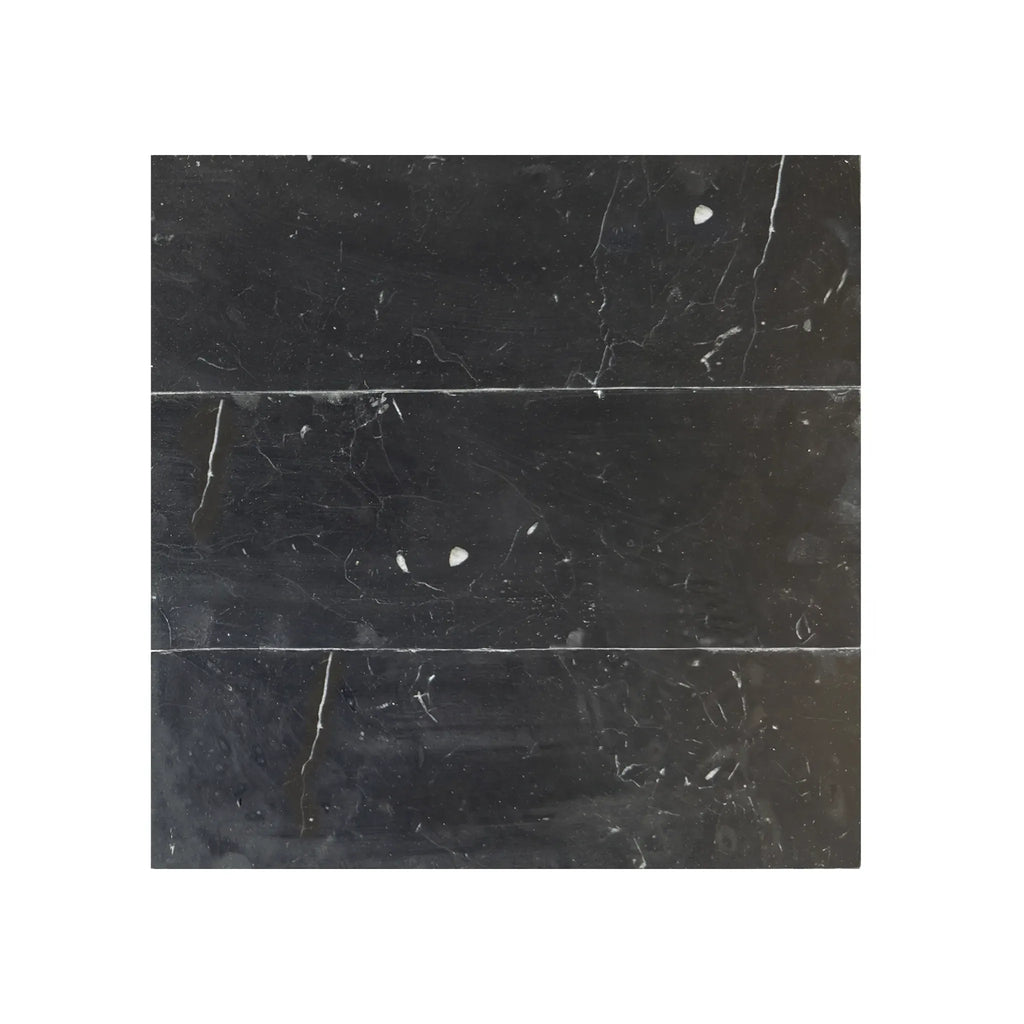 Nero Marquina Black Marble 4X12 polished or honed tiles for elegant interior design