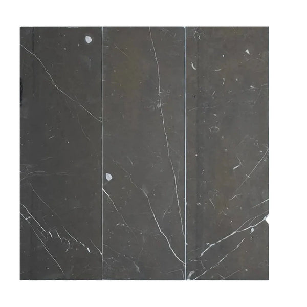 Gray marble tile with white veining in Nero Marquina Black Marble 4X12 Polished or Honed