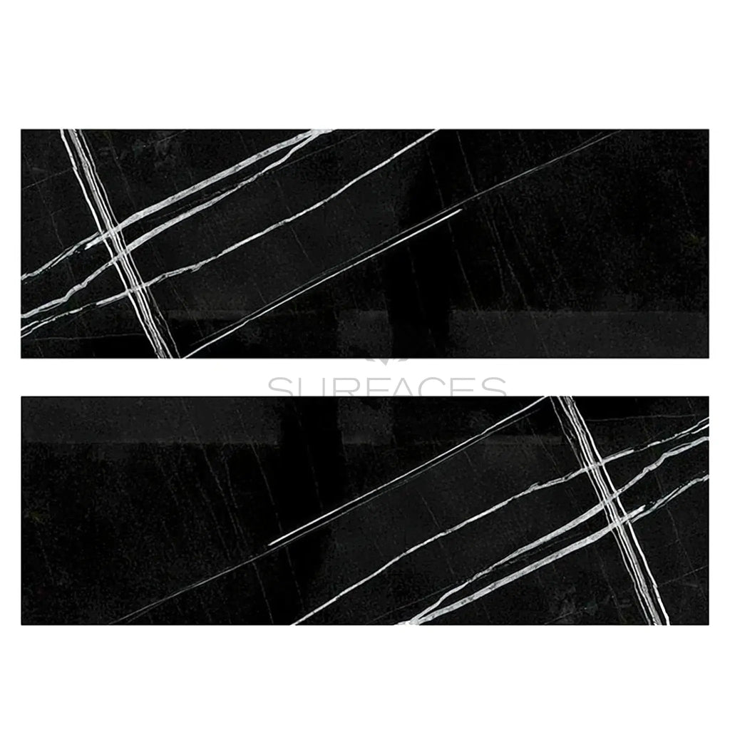 Black marble slabs with white veining for Nero Marquina Black Marble 4X12 polished