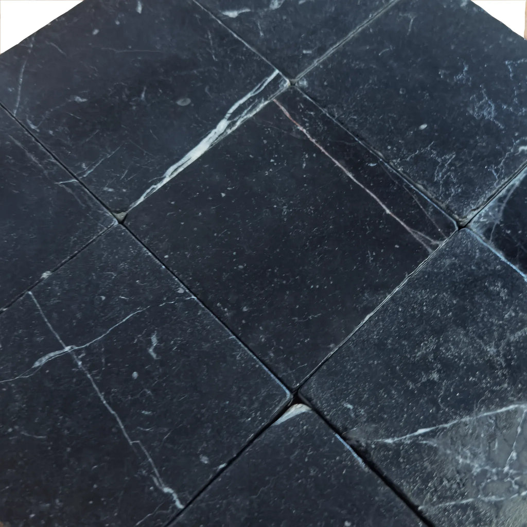 Black Marble Tile Pattern in Nero Marquina/Black Marble 4X4 Tumbled product display