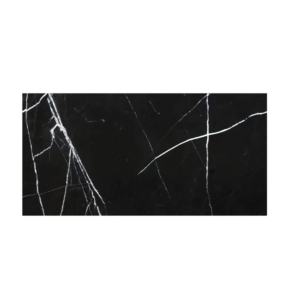 Black marble slab with striking white veining, Nero Marquina 6X12 polished or honed