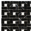 Black and white marble mosaic tile Nero Marquina with white dots, polished or honed finish