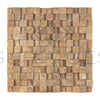 Three-dimensional Noce Brown Travertine 1X1 Mosaic Hi-Low Split-Faced Tile