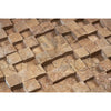 Textured stone cube mosaic of Noce Travertine 1X1 Hi-Low Split-Faced design