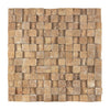 Textured beige stone cube mosaic from Noce Brown Travertine 1X1 Hi-Low Split-Faced