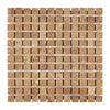 Noce Brown Travertine 1X1 Mosaic Tumbled Square Tile for elegant interior design