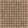 Square mosaic tile sheet of Noce Brown Travertine 1X1 Mosaic Tumbled