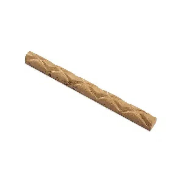 Textured tan chew stick from Noce Travertine 1X12 Rope Liner Diamond Honed product