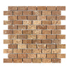 Noce Travertine 1X2 Brick Mosaic Filled and Honed showcasing beautiful mosaic tile