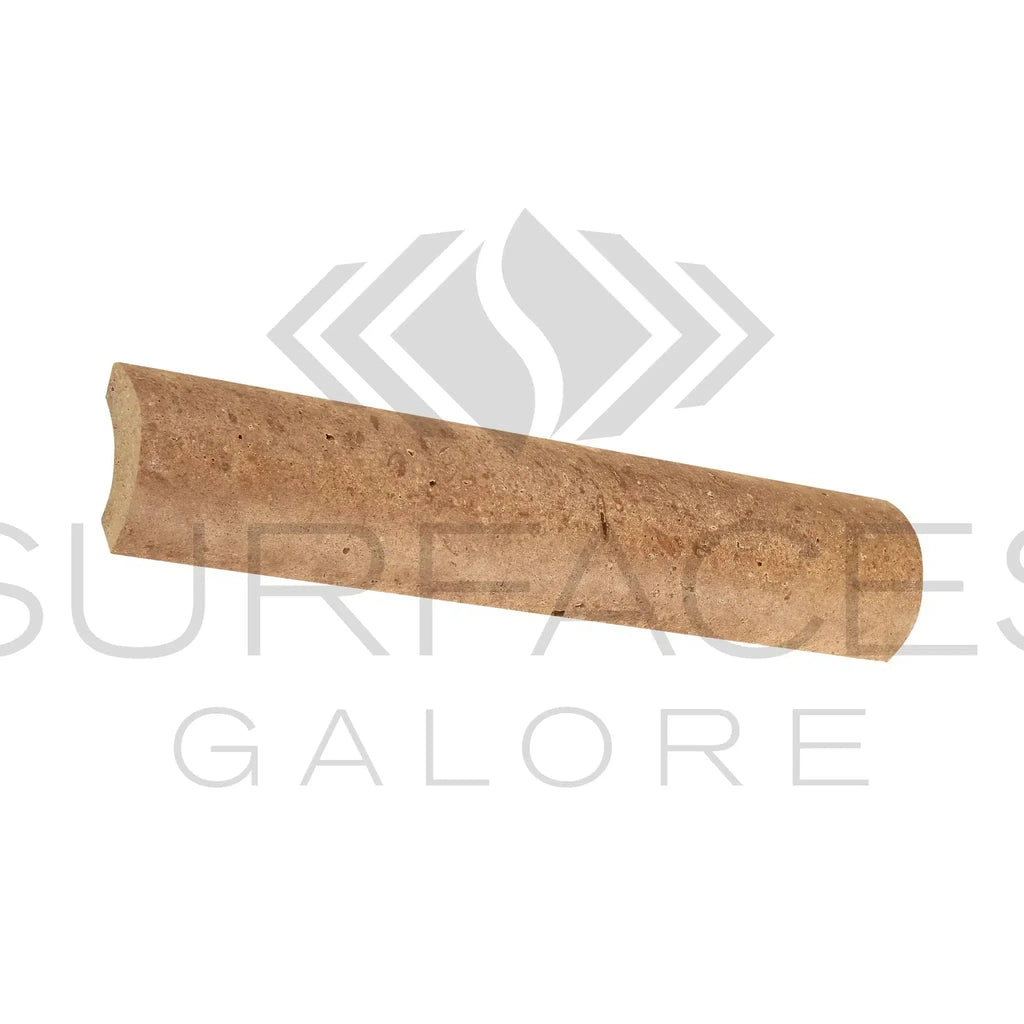 Noce Brown Travertine 1x6 Quarter-Round Trim Honed with elegant pencil trim design