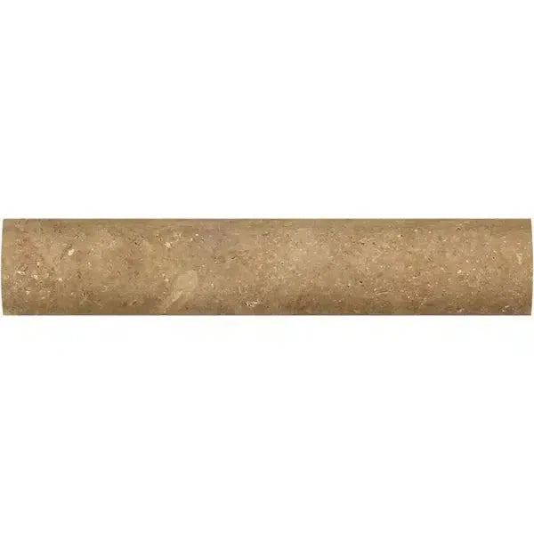 Tan Travertine Pencil Tile in Noce Brown Travertine 1X6 Quarter-Round Trim Honed