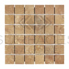 Noce Travertine 2X2 Mosaic Tumbled Square Tile in Brown Color